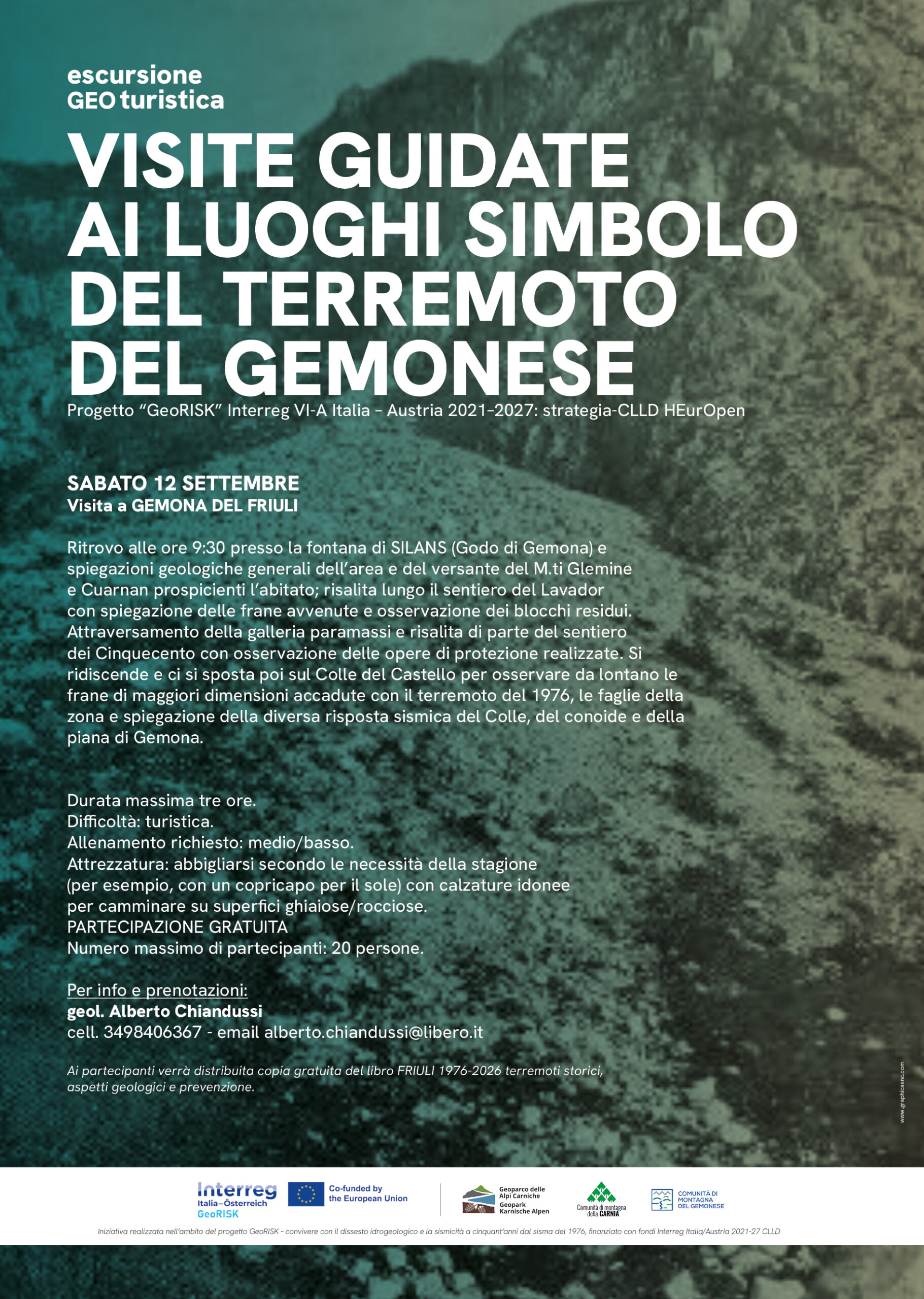 Escursione geoturistica – sabato 12 settembre – Visita a Gemona del Friuli